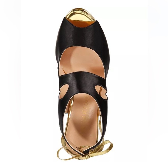 Things II Come Women’s Cutout Ribbon Heels Black Open-Toe Dress Sandals shoes 12 - Picture 4 of 9